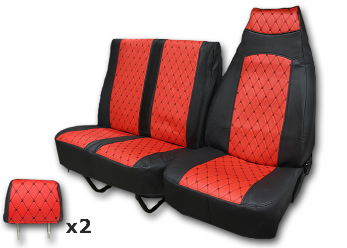 Чехлы сидений для а/м Газель 3302 3-х мест. (красный) экокожа стеганая