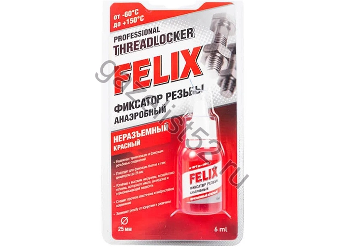 Фиксатор резьбы неразъемный FELIX (6мл) красный