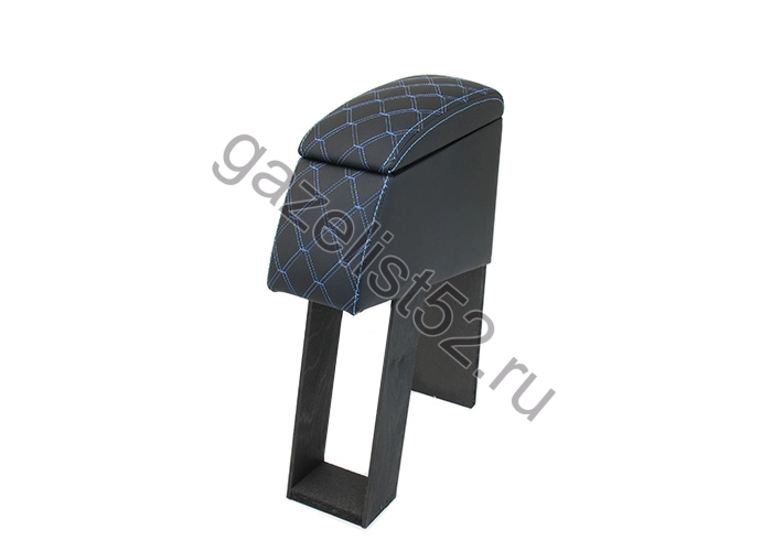 Подлокотник БАР между сидений для а/м Газель 3302 (черный) экокожа стеганая, синий ромб